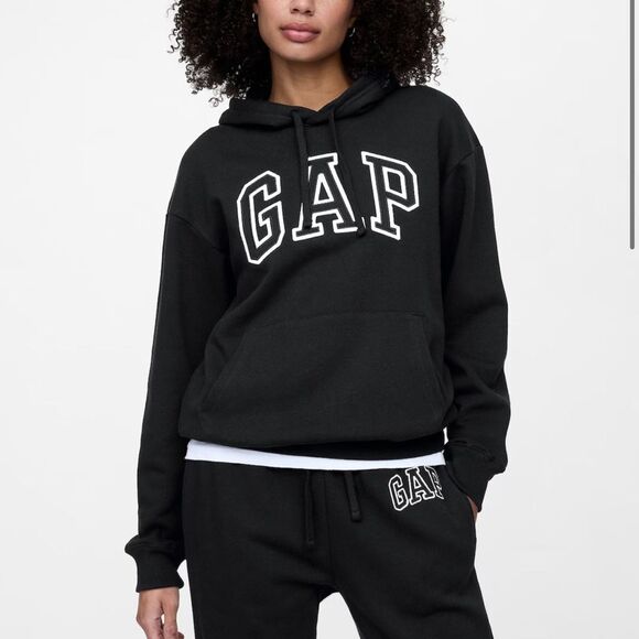 Gap Logo Black White Pullover Hoodie Women's 2XL - Picture 1 of 3